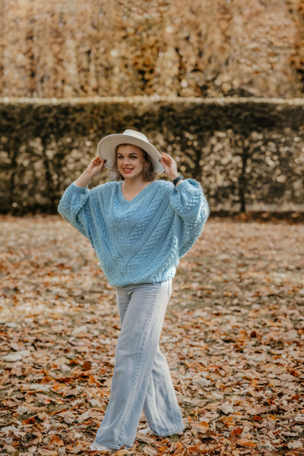Hand Crocheted Alpaca Sweater – Turquoise - Image 4