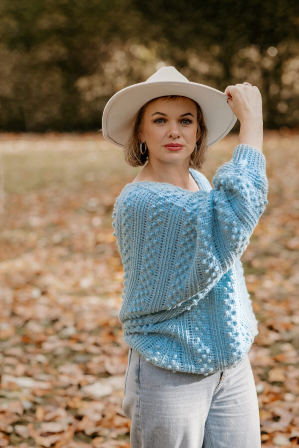 Hand Crocheted Alpaca Sweater – Turquoise - Image 2