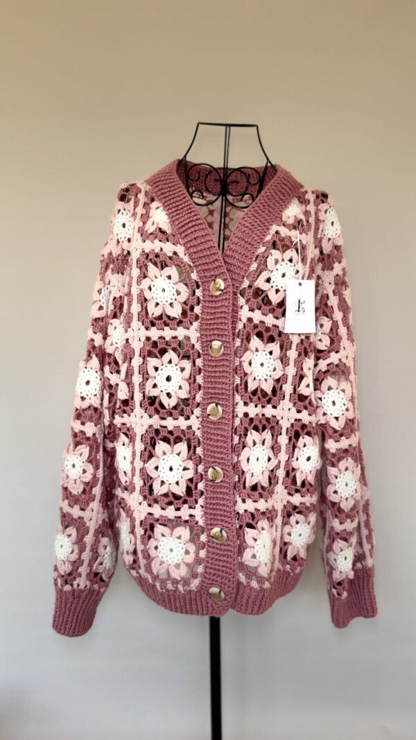Hand-Crocheted Granny Square Cardigan - Image 4