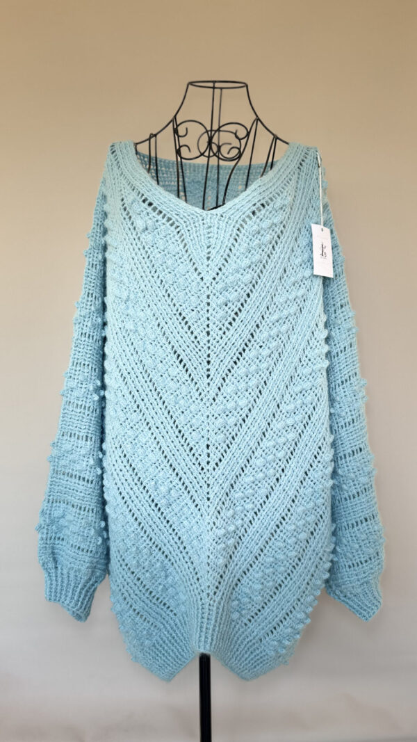 Hand Crocheted Alpaca Sweater – Turquoise - Image 6